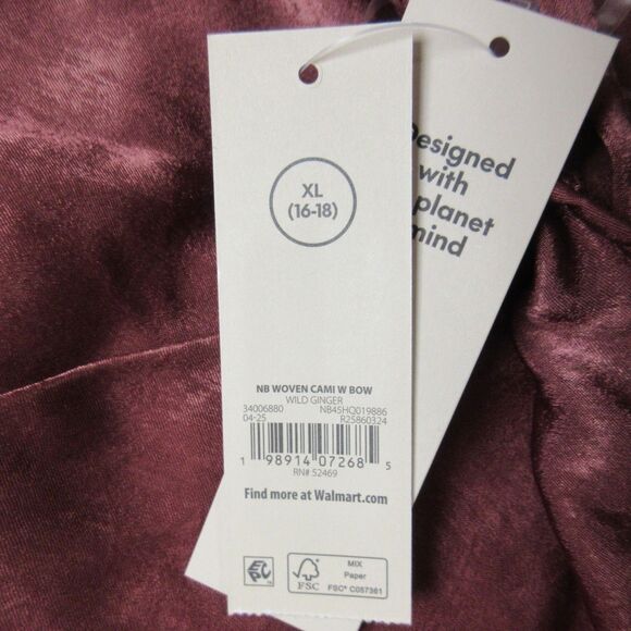 Babydoll Y2K Vibe Rose Mauve Camisole Size XL Ginger Cami Top Lace Trim Bow NWT - Picture 6 of 10